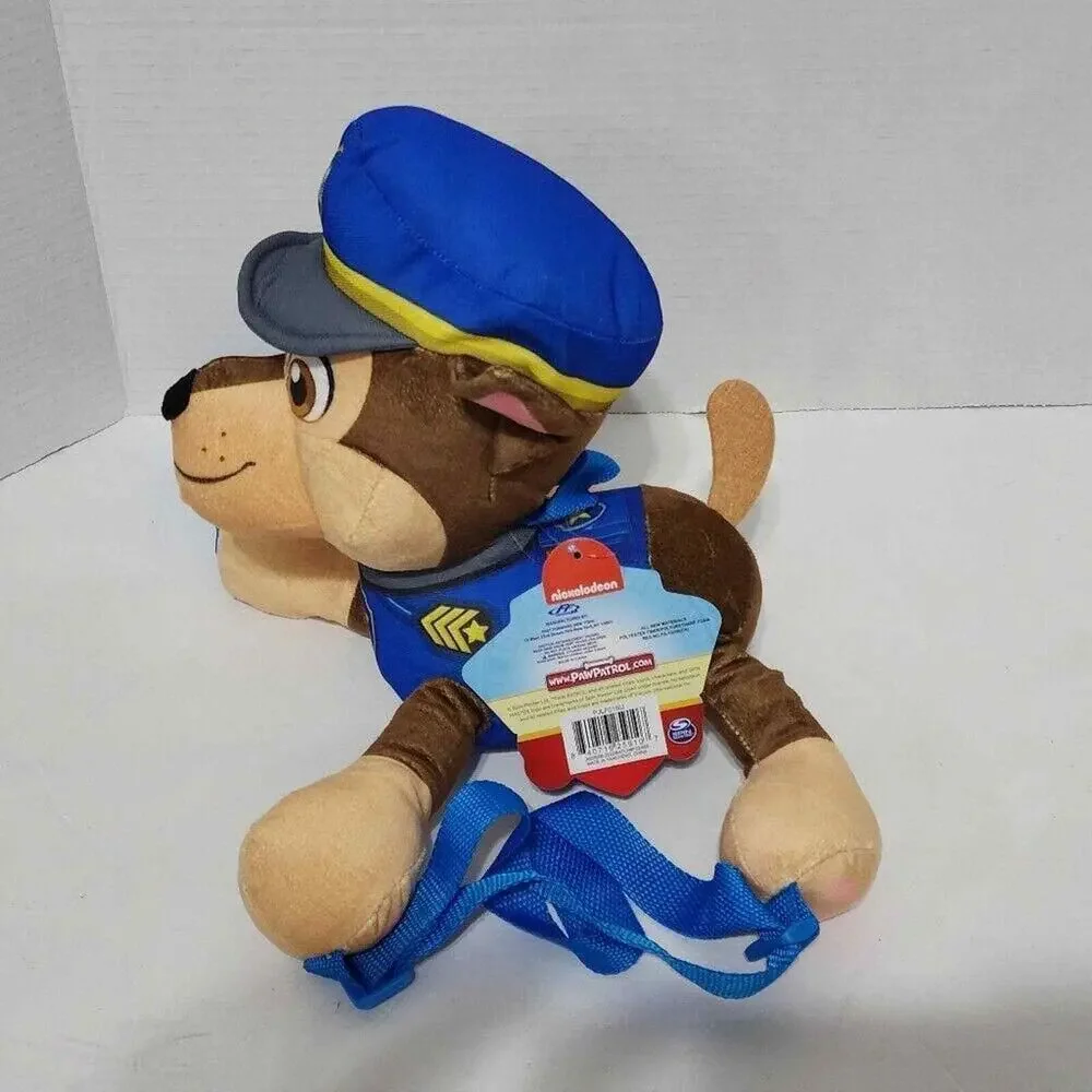 Paw Patrol Chase Plush Backpack Blue Police Dog Adjustable Nickelodeon NWT